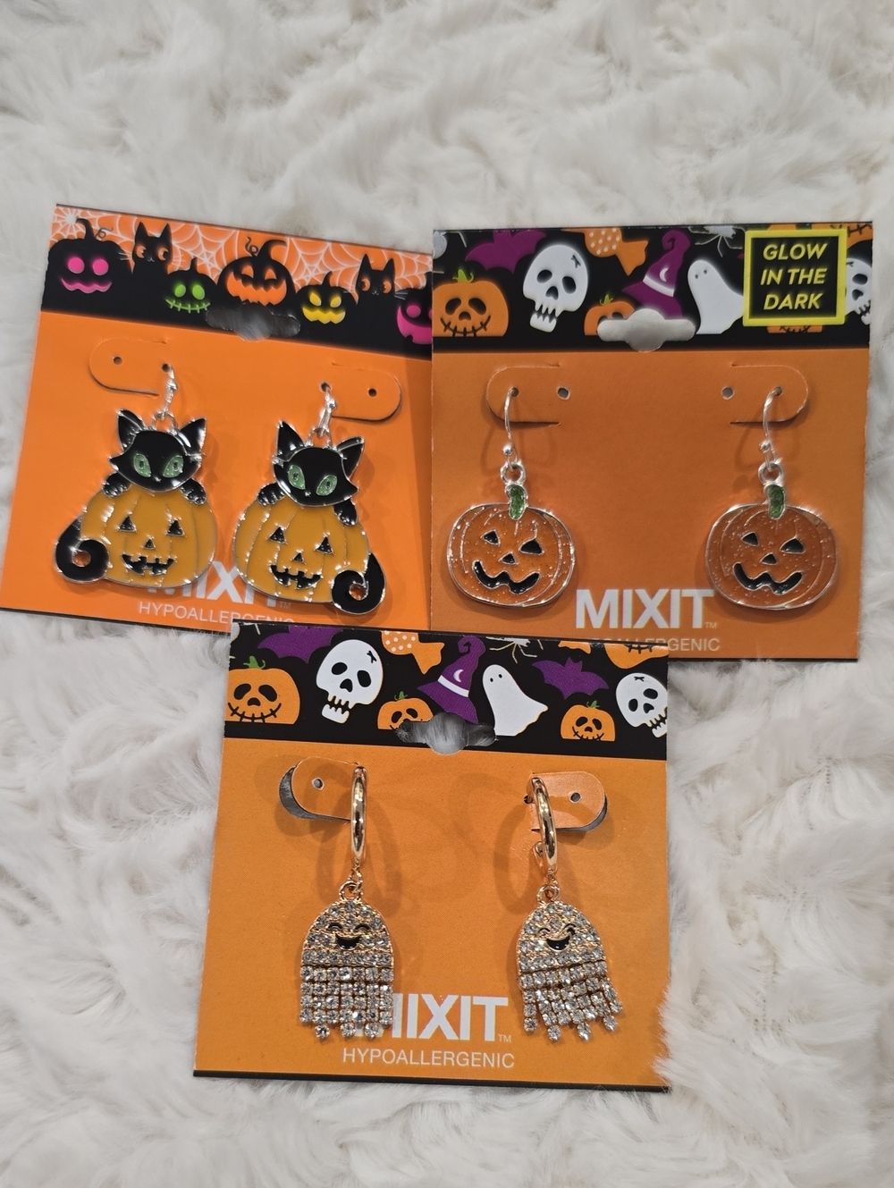 MIXIT BRAND Women's Orange Halloween Pierced Earrings Bundle